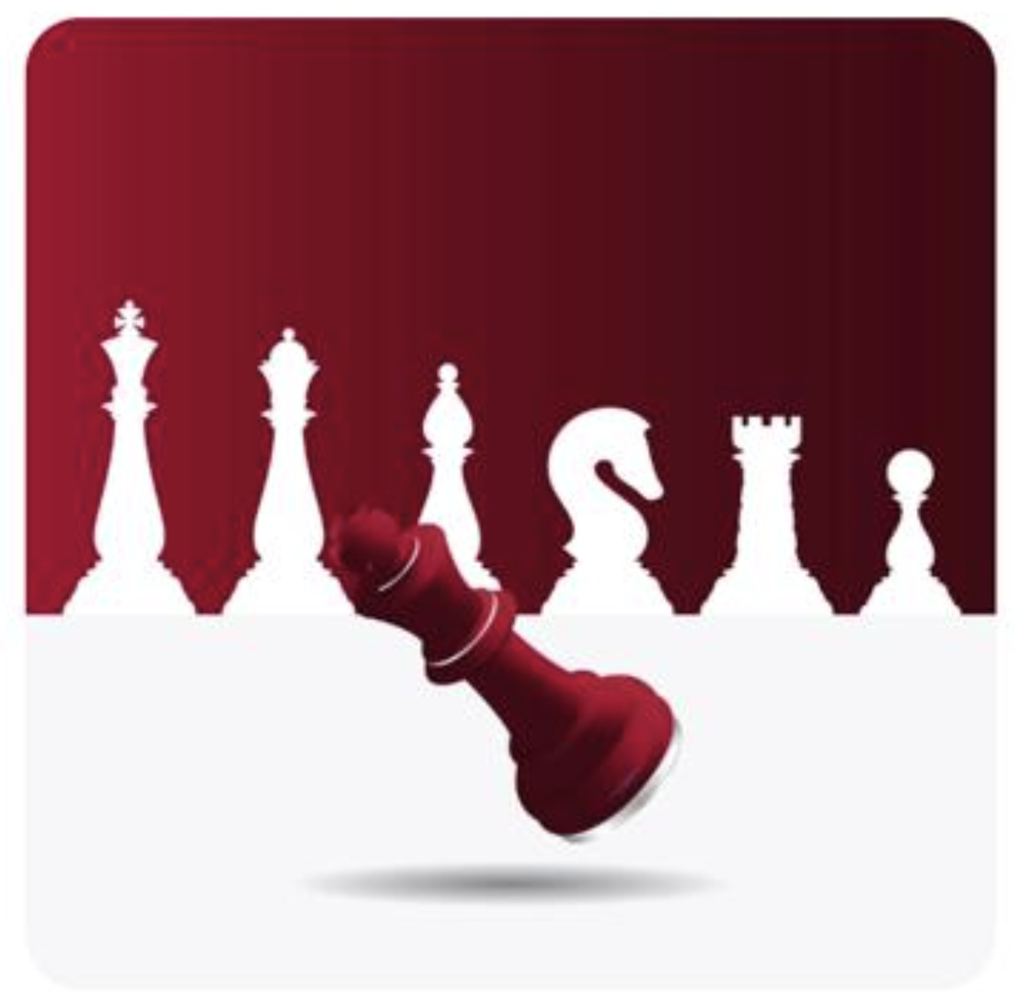 Chess pieces with a red rook symbolizing strategy and mission